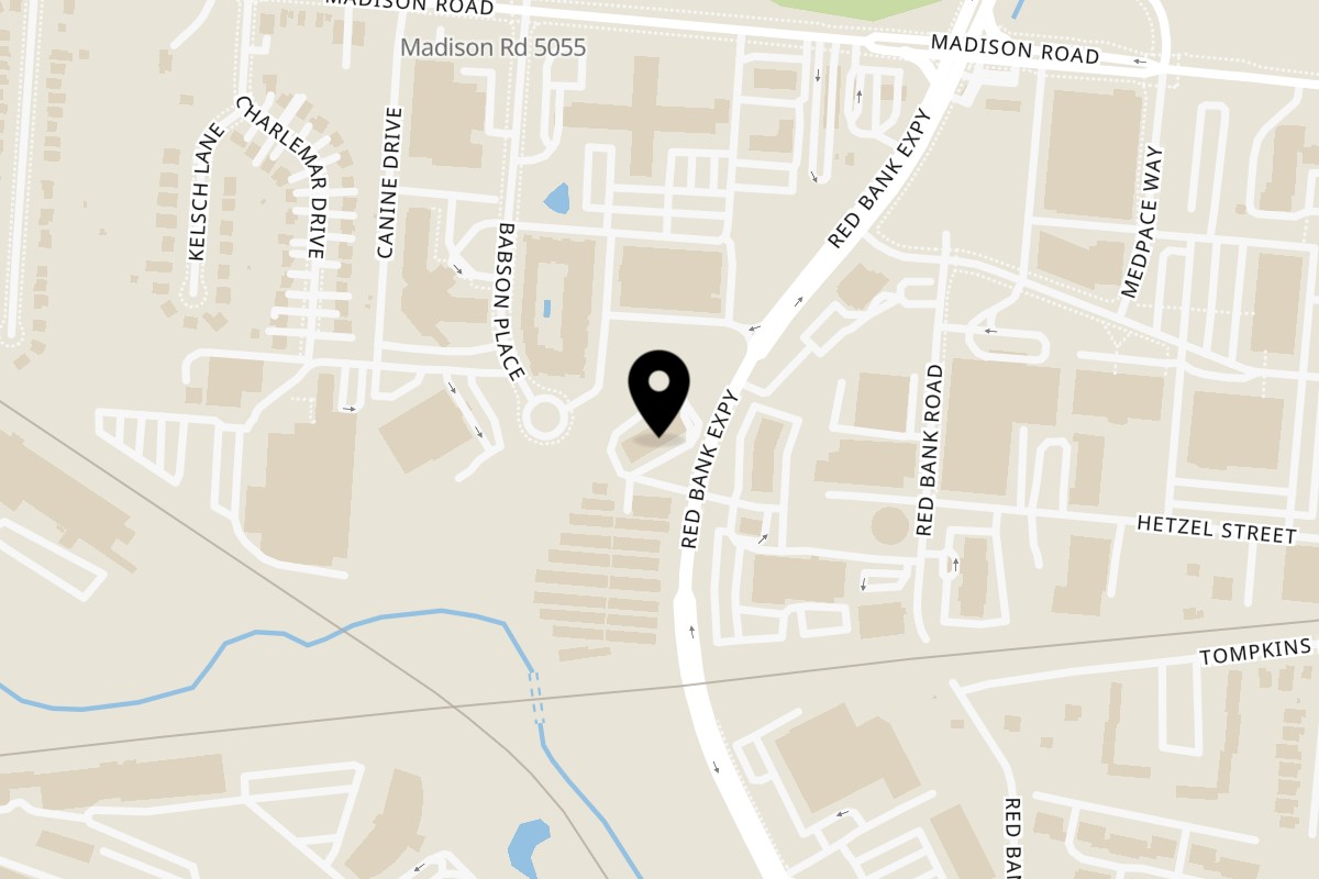 Map showing the location of Ali Baba Mediterranean Grill Cincinnati / AB MED GRILL on 4793 Red Bank Expy in Cincinnati